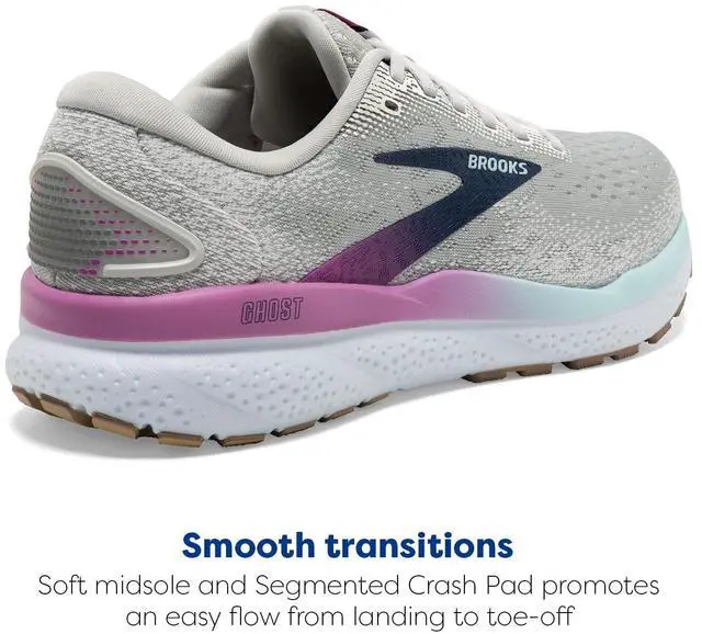 Alt view image 4 of 4 - Brooks Womens Ghost 16 Neutral Running Shoe - White/Grey/Estate Blue - 9 Medium