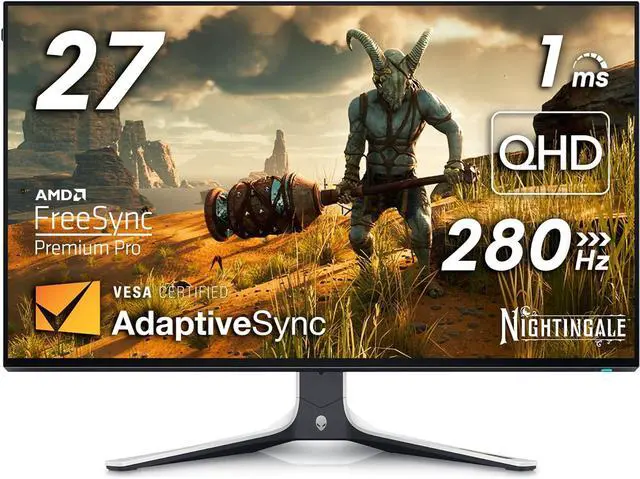 Alt view image 7 of 10 - Alienware Gaming Monitor - 27-inch (2560 x 1440) 240Hz Display (DP 1.4), 1ms Response Time, NVIDIA G-Sync, Preset OSD Modes, Height/Tilt/Swivel/Pivot Adjustability - Lunar Light AW2723DF