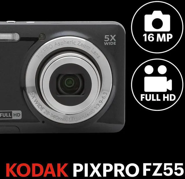 Alt view image 16 of 18 - Kodak PIXPRO Friendly Zoom FZ55 Digital Camera (Black)