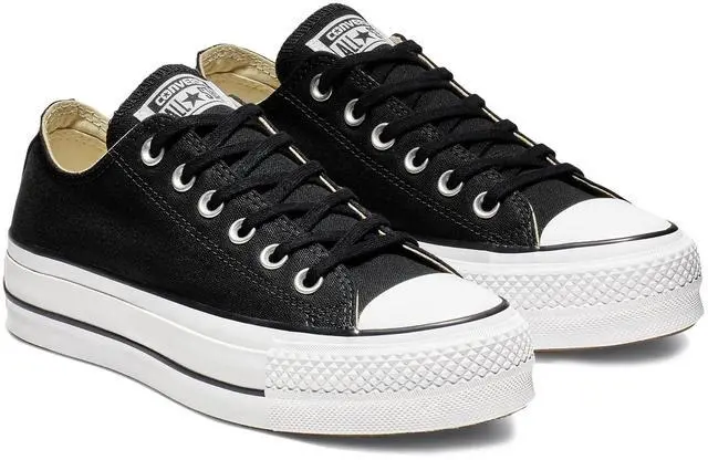 Alt view image 3 of 3 - Converse Women's Lift Canvas Low Top Sneaker, Black/White/White, 7 M US