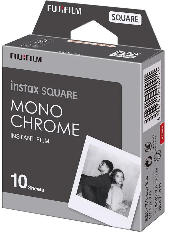 Alt view image 2 of 3 - 10xFUJIFILM INSTAX SQUARE Monochrome Instant Film (10 Exposures), Microfiber Cleaning Cloth, Bundle
