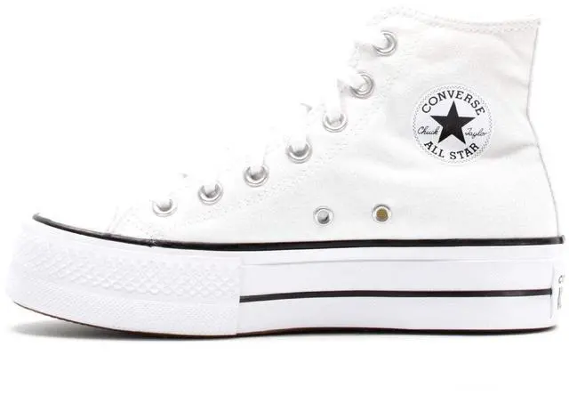 Alt view image 2 of 4 - Converse Women's Chuck Taylor All Star Lift Clean HIGH TOP Sneaker, White/Black/White, 5