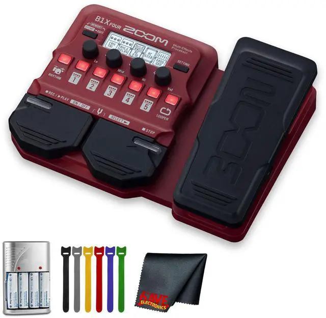 Main image of Zoom B1X Four Bass Multi-Effects Pedal, 4xAA WITH CHARGER, Straps, Bundle