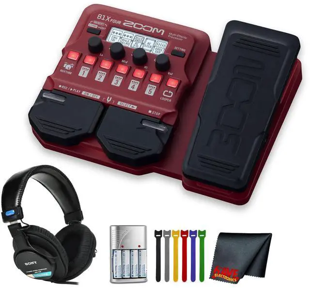 Main image of Zoom B1X Four Bass Multi-Effects Pedal + MDR-7506 Stereo Headphones, Bundle