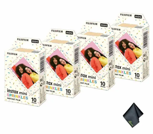 Main image of 4xFUJIFILM INSTAX MINI Spinkles Instant Film (10 Exposures), Microfiber Cleaning Cloth, Bundle