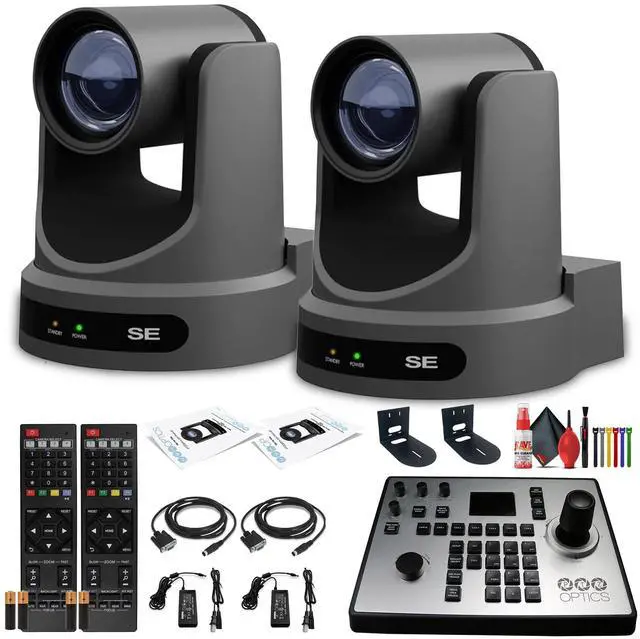 Main image of 2 x PTZOptics Move SE PTZ Camera with 20x Optical Zoom (Gray) + PT-JOY-G4 Controller + 2 x  Wall Mount
