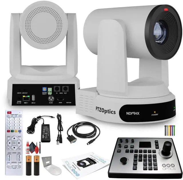 Main image of PTZOptics Move 4K PTZ Camera with 30x Zoom (White) (PT30X-4K-WH-G3) + PT-JOY-G4 Controller + Wall Mount