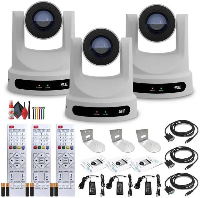 Main image of 3 x PTZOptics Move SE PTZ Camera with 20x Optical Zoom (White) (PT20X-SE-WH-G3) + 3 x Wall Mount