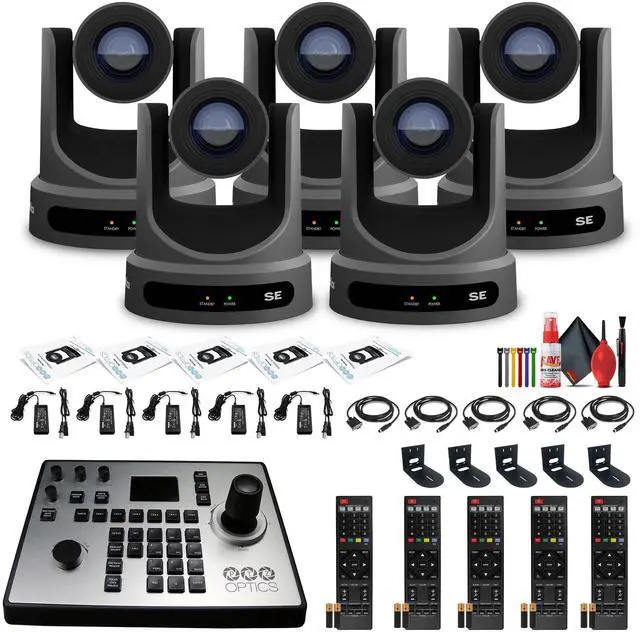Main image of 5 x PTZOptics Move SE PTZ Camera with 20x Optical Zoom + PTZOptics PT-JOY-G4 Controller + 5 x  Wall Mount