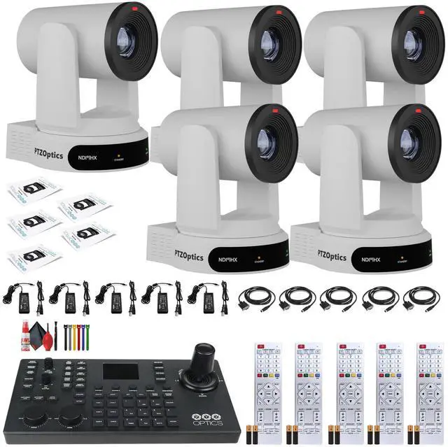 Main image of 5 x PTZOptics Move 4K PTZ Camera with 30x Zoom (White) (PT30X-4K-WH-G3) + SuperJoy PTZ Controller