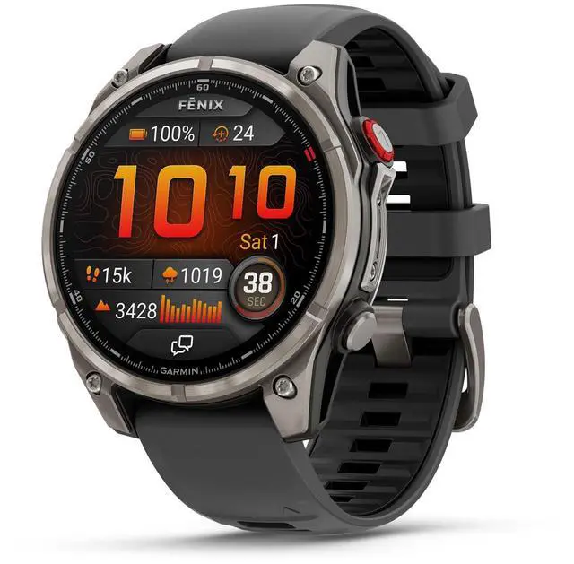 Main image of Garmin fnix® 8 Pro, 47mm, AMOLED Display, Premium Connected Multisport GPS Smartwatch, inReach® Technology, Sapphire, Titanium with Graphite/Black Silicone Band