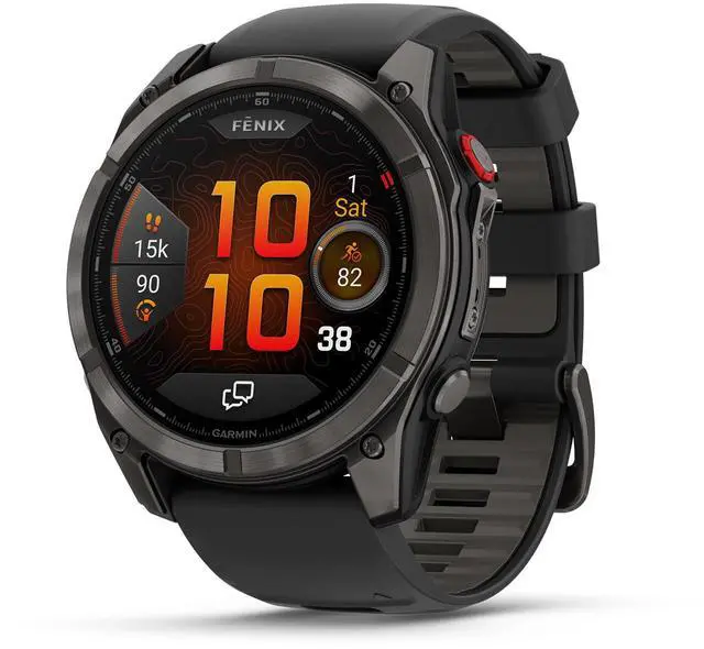 Alt view image 2 of 4 - Garmin Fenix 8 Pro  51 mm, AMOLED, Sapphire, Carbon Gray DLC Titanium with Black/Pebble Gray Silicone Band