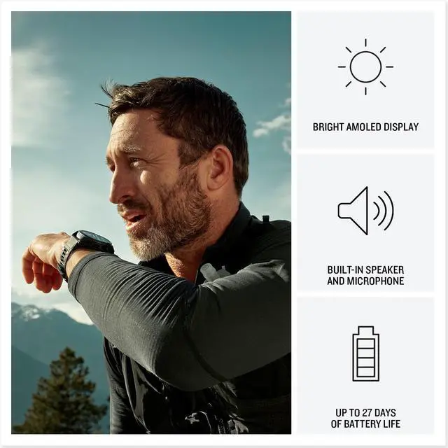 Alt view image 4 of 4 - Garmin Fenix 8 Pro  51 mm, AMOLED, Sapphire, Carbon Gray DLC Titanium with Black/Pebble Gray Silicone Band