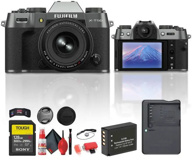 Main image of Fujifilm X-T50 Mirrorless Camera with 16-50mm f/2.8-4.8 Lens (Charcoal) Bundle