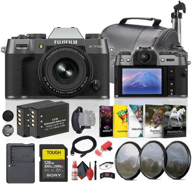 Main image of Fujifilm X-T50 Mirrorless Camera with 16-50mm f/2.8-4.8 Lens (Charcoal) Bundle