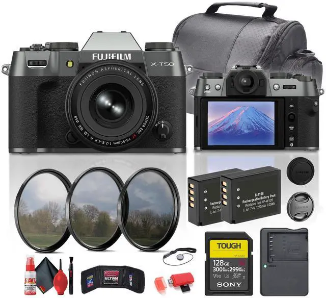 Main image of Fujifilm X-T50 Mirrorless Camera with 16-50mm f/2.8-4.8 Lens (Charcoal) Bundle