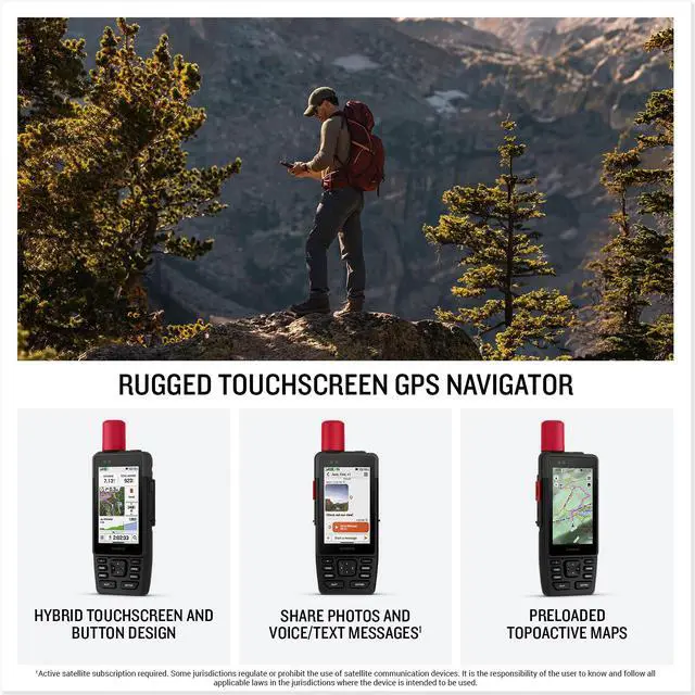 Alt view image 3 of 4 - Garmin GPSMAP H1i Plus, Premium GPS Handheld Navigator with inReach Plus Technology to Share Texts, Photos, Voice Memos and SOS Off-Grid, Touchscreen and Buttons, Long Battery Life, Preloaded Maps