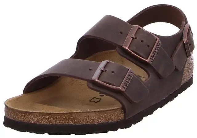 Main image of Birkenstock Unisex Milano Leather Sandals, Habana Brown, 41