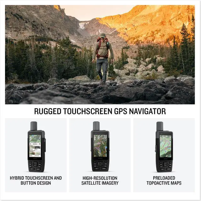 Alt view image 2 of 3 - Garmin® GPSMAP® H1, Premium GPS Handheld Navigator with Color Touchscreen and Buttons, Durable IP67 Water Rating, Long Battery Life, Built-in Flashlight, Preloaded Maps