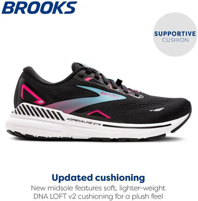 Alt view image 3 of 4 - Brooks Womens Adrenaline GTS 23 GTX Waterproof Supportive Running Shoe - Black/Knockout Pink/Aqua - 8 Medium