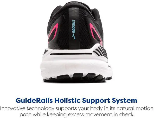 Alt view image 4 of 4 - Brooks Womens Adrenaline GTS 23 GTX Waterproof Supportive Running Shoe - Black/Knockout Pink/Aqua - 8 Medium