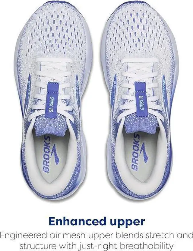 Alt view image 4 of 4 - Brooks Womens Ghost 16 Neutral Running Shoe - White/Amparo Blue/Limpet Shell - 8 Medium