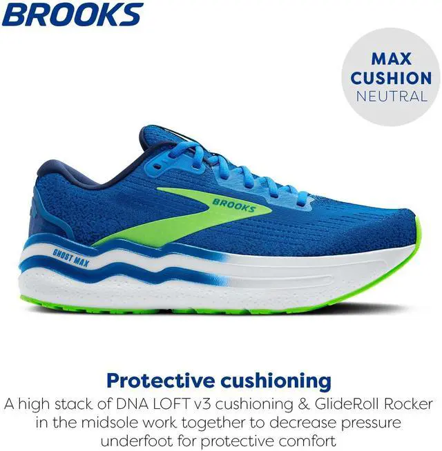 Alt view image 2 of 3 - Brooks Mens Ghost Max 2 Neutral Running & Walking Shoe - Dutch Blue/Green Gecko/Peacoat - 12 Medium