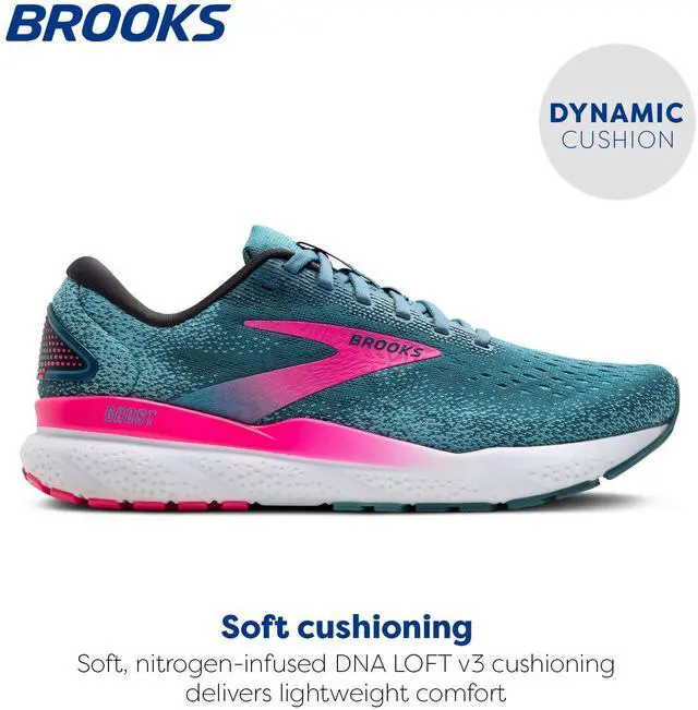 Alt view image 2 of 3 - Brooks Womens Ghost 16 Neutral Running Shoe - Blue/Pink/Moroccan Blue - 7 Medium