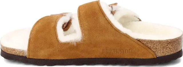 Alt view image 3 of 3 - Birkenstock Women's Arizona Shearling Sandals, Mink, Tan, 5 Medium US