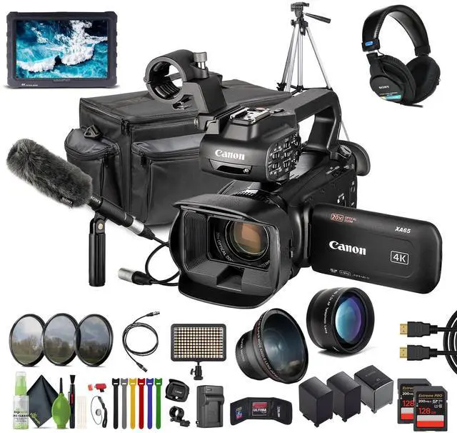 Main image of Canon XA65 PAL Professional UHD 4K Camcorder + 2x 128GB Memory Card + Microphone