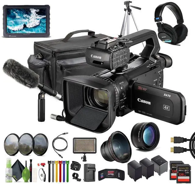 Main image of Canon XA70 PAL 4K UHD / 25p Camcorder + 2x 128GB Memory Card + More