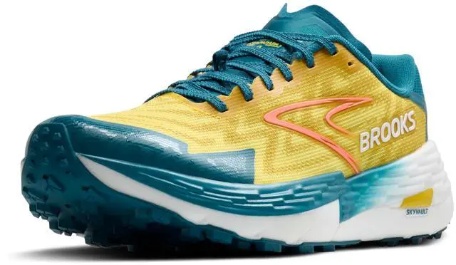 Alt view image 2 of 4 - Brooks Men's Catamount 4 Speed Trail Running Shoe - Quince/Celestial/Neo Ember - 8.5 Medium Multicoloured