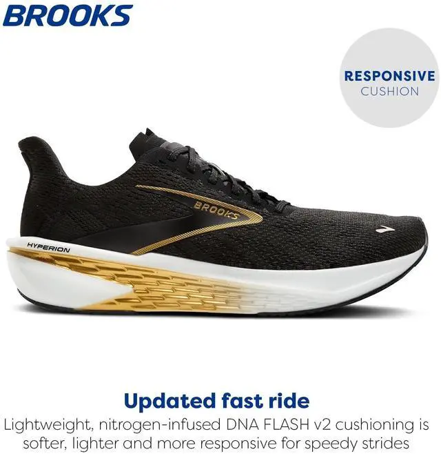 Alt view image 2 of 3 - Brooks Mens Hyperion 2 Neutral Running Shoe - Black/Gold/Pink - 11 Medium