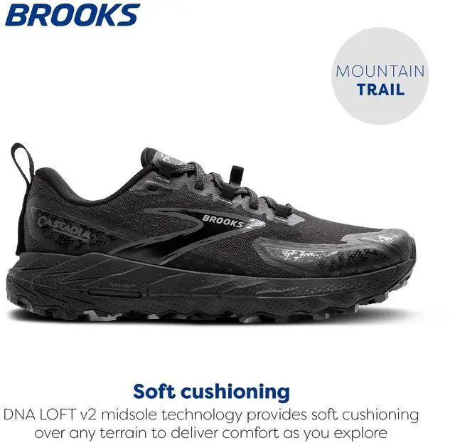 Alt view image 3 of 4 - Brooks Womens Cascadia 18 Mountain Trail Running Shoe - Black/Blackened Pearl/Grey - 5.5 Medium