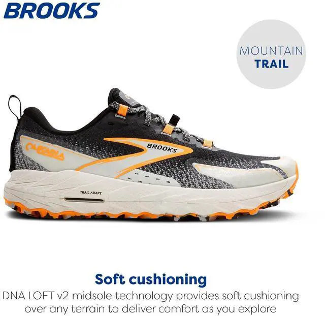 Alt view image 3 of 4 - Brooks Mens Cascadia 18 Mountain Trail Running Shoe - Black/Blue Wash/Orange - 10 Medium