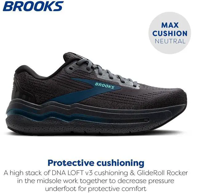 Alt view image 3 of 4 - Brooks Mens Ghost Max 2 Neutral Running & Walking Shoe - Ebony/Cockatoo/Blue Sapphire - 9 Wide