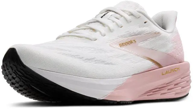 Alt view image 2 of 4 - Brooks Womens Launch 11 Neutral Running Shoe - White/Gold/Pink - 5.5 Medium