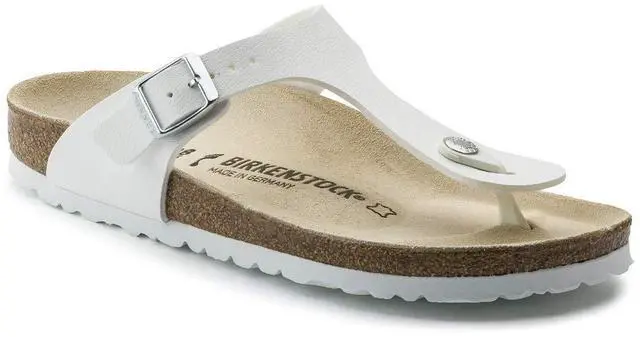 Main image of Birkenstock Womens Gizeh Toe Post Holiday Patent Beach Birko-Flor Sandal - White - US7/EU38