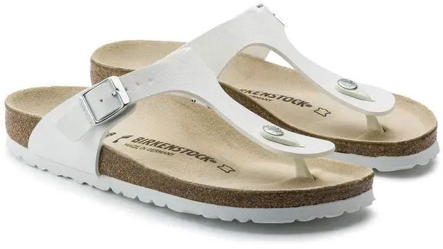 Alt view image 3 of 3 - Birkenstock Womens Gizeh Toe Post Holiday Patent Beach Birko-Flor Sandal - White - US7/EU38