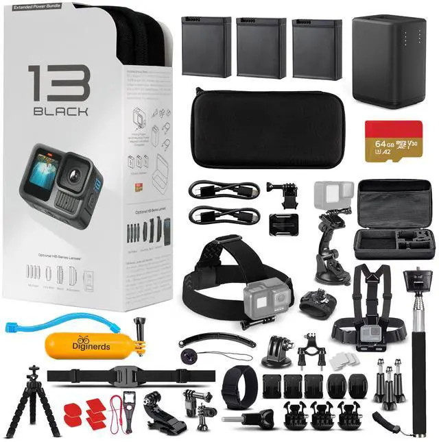Main image of GoPro HERO13 Extended Power Bundle - Waterproof Action Camera + 64GB Card and 50 Piece Accessory Kit