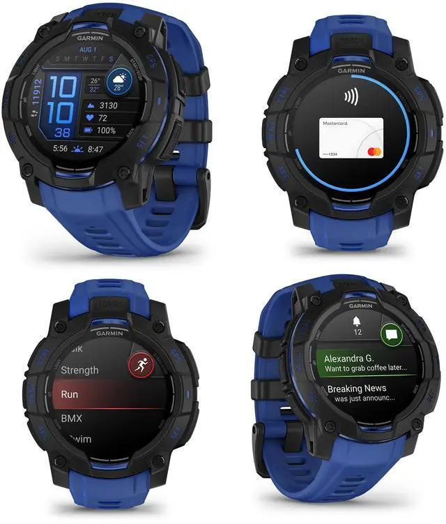 Alt view image 2 of 4 - Garmin Instinct 3, 45mm AMOLED, Black and Bolt Blue