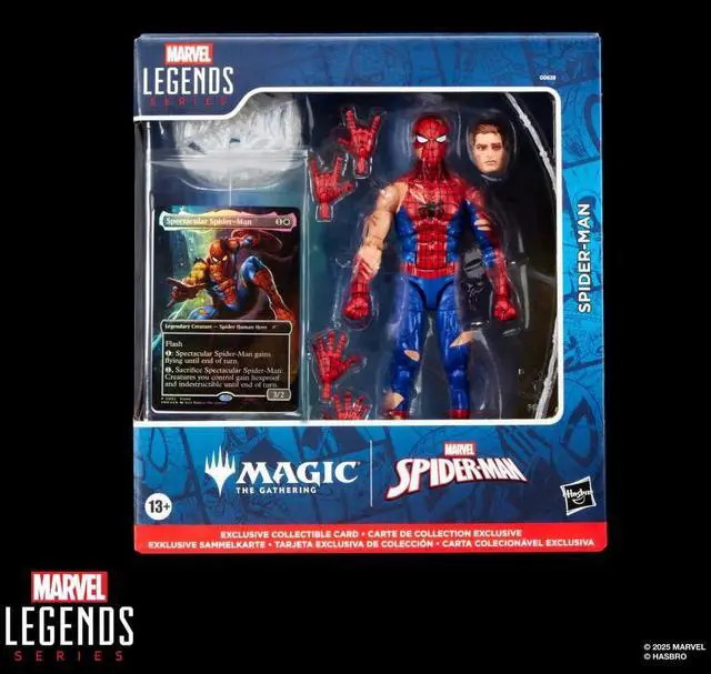 Alt view image 2 of 3 - Spider-Man Marvel Legends Series Magic: The Gathering Battle-Damaged, 6-Inch Action Figure Toy & Exclusive Foil Collectible Card Game Trading Card