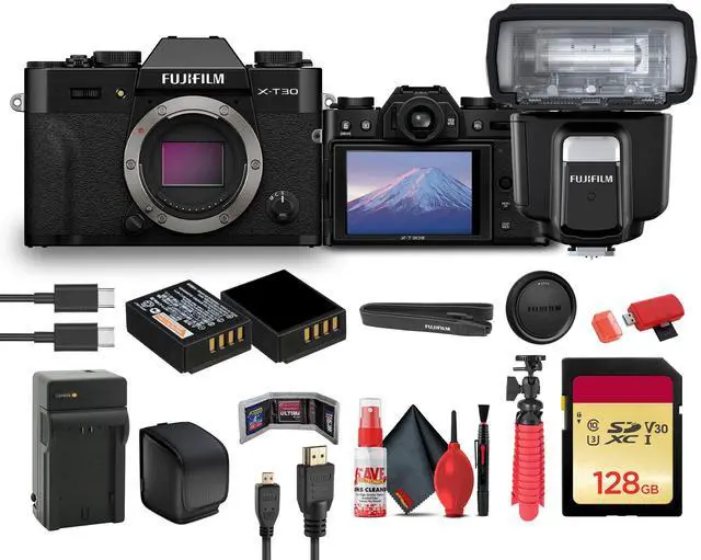 Main image of FUJIFILM X-T30 III Mirrorless Camera (Black) + EF-60 Shoe Mount Flash + More