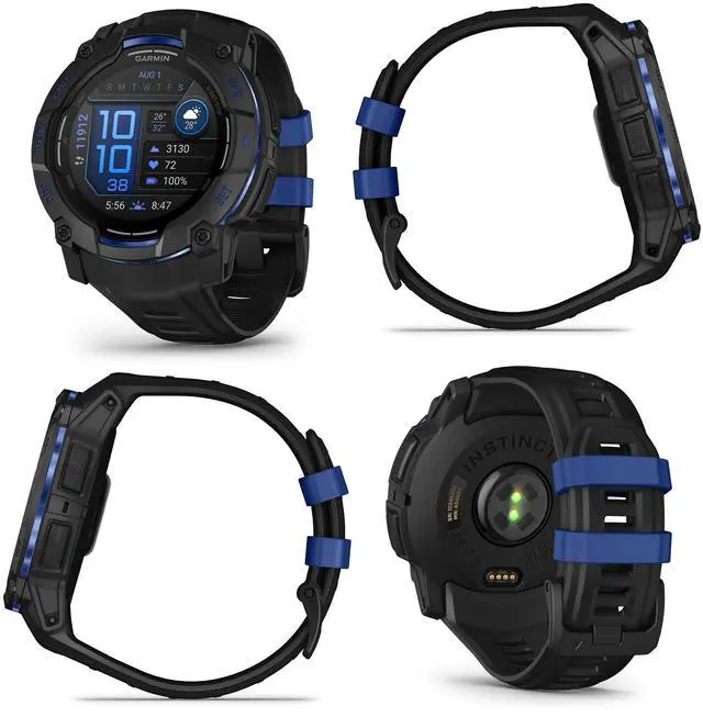 Alt view image 2 of 4 - Garmin Instinct 3, 50mm AMOLED, Black and Bolt Blue Smartwatch Bundle