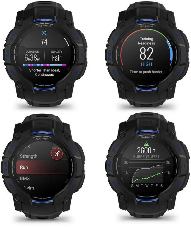 Alt view image 3 of 4 - Garmin Instinct 3, 50mm AMOLED, Black and Bolt Blue Smartwatch Bundle