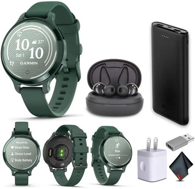 Main image of Garmin Lily 2 Active, Small and Stylish Smartwatch, Jasper Green Bundle