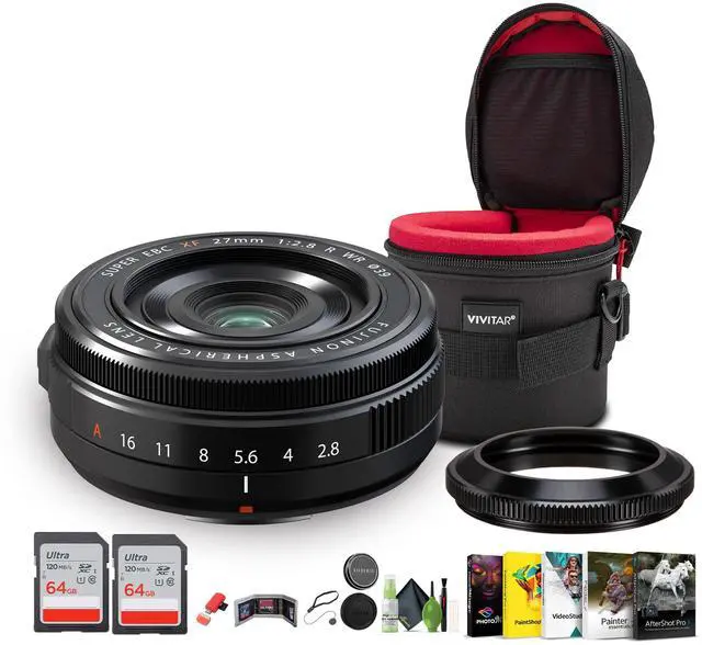 Main image of FUJIFILM XF 27mm f/2.8 R WR Lens, 2 Pack of 64GB PRO UHS-I SDXC Memory Card