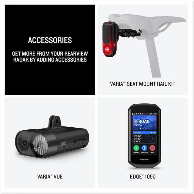 Alt view image 4 of 4 - Garmin Varia RearVue 820 Radar Tail Light + Varia Vue Cycling Headlight & 4k Camera