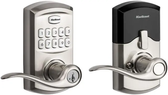 Main image of Kwikset SmartCode 917 Keypad Keyless Entry Traditional Residential Electronic Lever Deadbolt Alternative with Tustin Door Handle and SmartKey Security, Satin Nickel