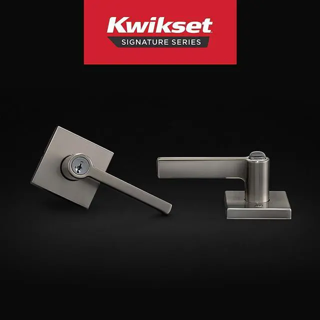 Alt view image 2 of 4 - Kwikset Halifax Entry Door Handle with Lock and Key, Secure Keyed Reversible Lever Exterior, For Front Entrance and Bedrooms, Satin Nickel, Pick Resistant Smartkey Rekey Security and Microban